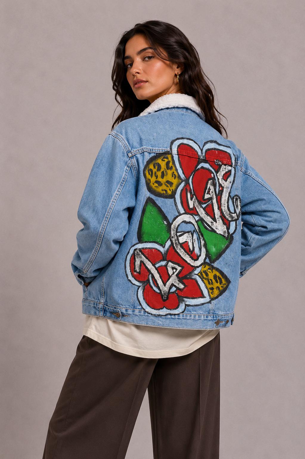 OLD SCHOOL DENIM JACKET - HANDPAINTED