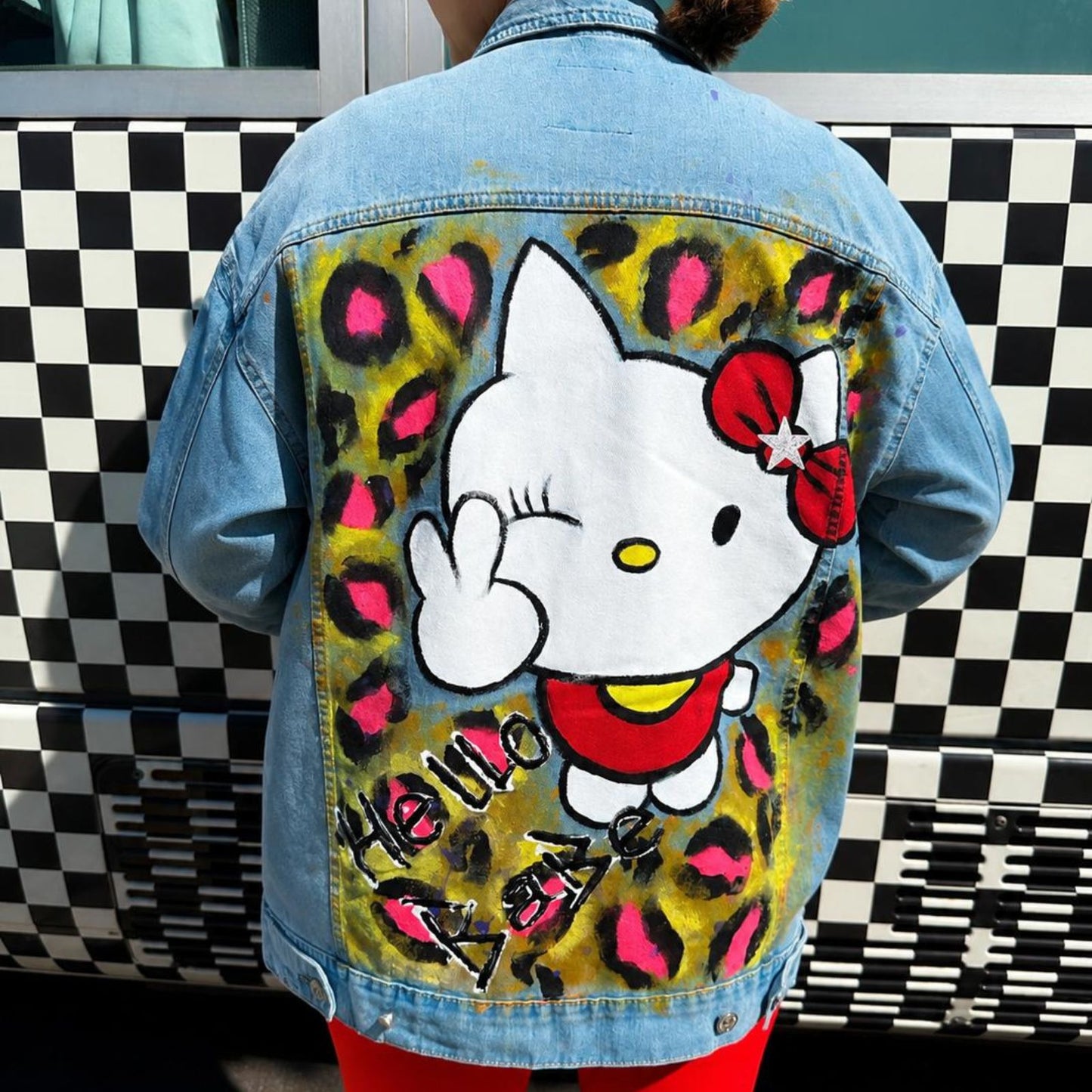 HELLO KITTY DENIM JACKET - HANDPAINTED
