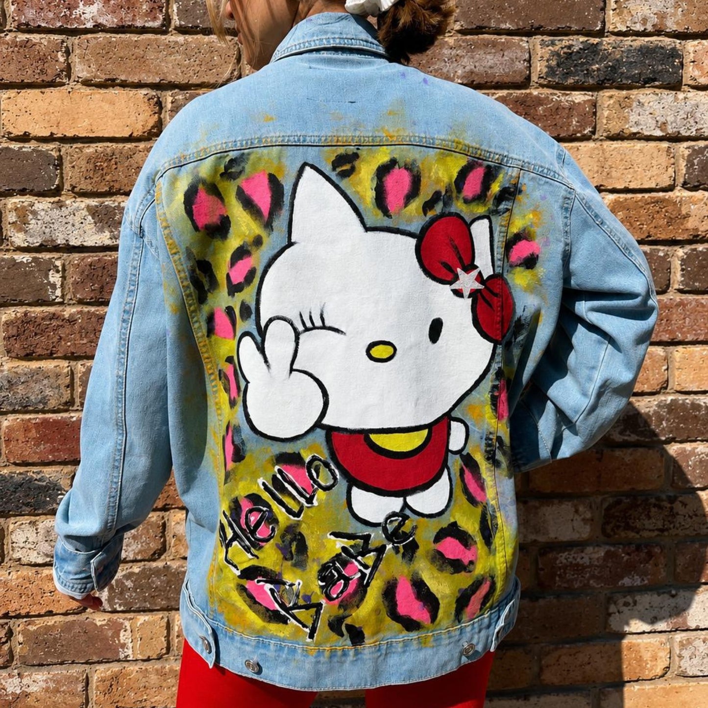 HELLO KITTY DENIM JACKET - HANDPAINTED