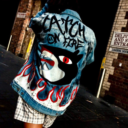 CATCH A FIRE DENIM JACKET - HANDPAINTED