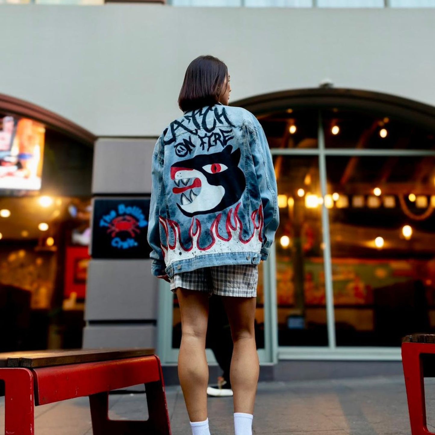 CATCH A FIRE DENIM JACKET - HANDPAINTED